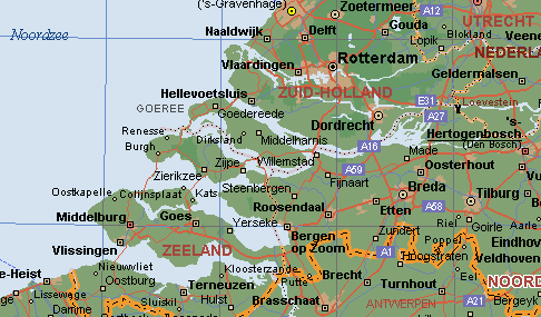 Kaart Zuid-West Nederland